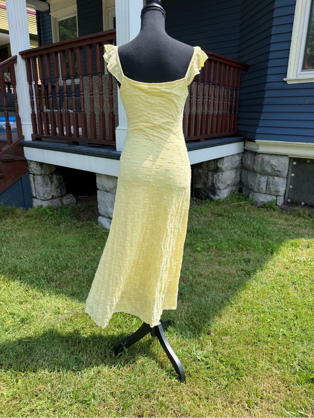 See You Monday Yellow Ruffle Tie-Front Maxi Dress - Picture 5 of 6